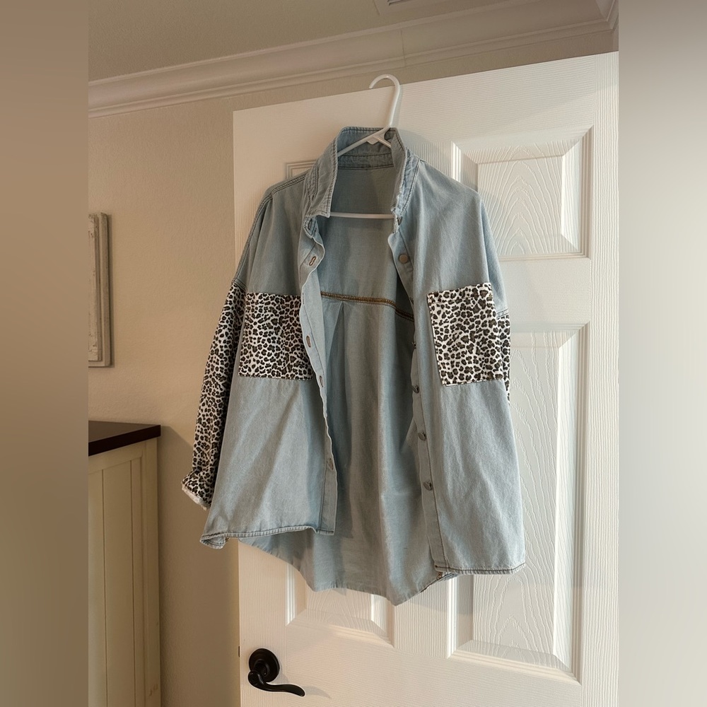 Leopard Denim Jean Jacket